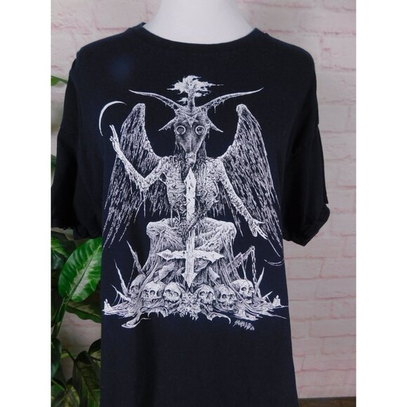Sawblade 666 Baphomet Graphic Tee XL Gothic Metal Distressed Grunge - Picture 2 of 10